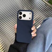 Liquid Silicone 3-Layer Full Coverage Soft Rubber Phone Case, Shock-Proof Protective Cover With Anti-Scratch Microfiber Lining, Compatible With IPhone 17, 17 Air, 17 Pro, 17 Pro Max, 13, 11, 16 Pro Max, 15, 14 Plus, 12 - Midnight Blue - View 2