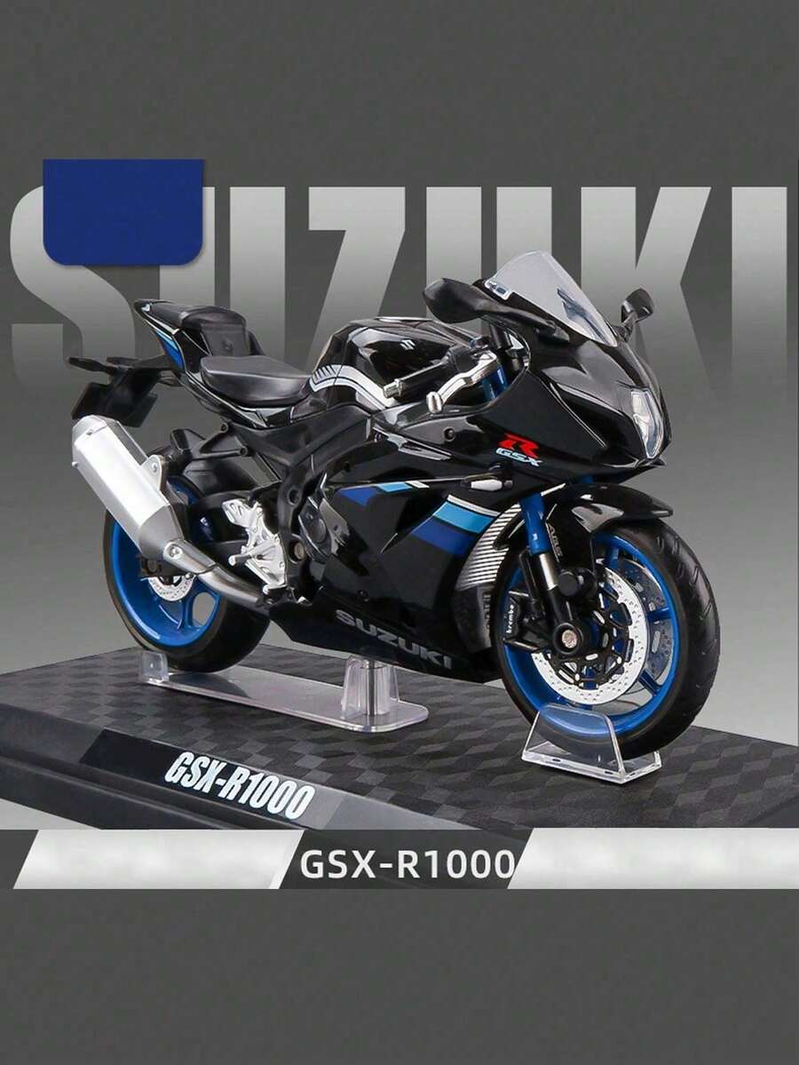 C C A 1:12 Suzuki GSX-R1000 摩托車合金模型，可站立，後輪懸吊，車把可左右轉向，附展示底座，男孩女孩玩具，萬聖節聖誕節生日禮物 - 彩色 - 查看 1