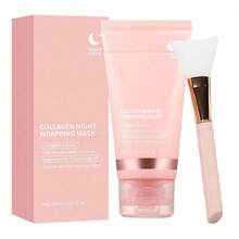 Collagen Overnight Wrapping Peel Off Facial Mask Pack - Elasticity & Hydration Care, Reduces Sagging & Dullness - Hydrolyzed Collagen For Glowing Skin - Korean Skin Care, Face Masks Skincare - 粉色 - 查看 10