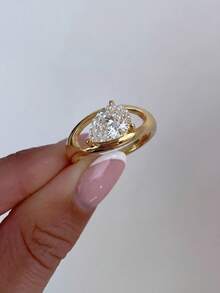 1枚经典镂空水滴形锆石925纯银戒指，完美适用于舞会、派对及其他场合，精致珠宝礼品，女士之选。