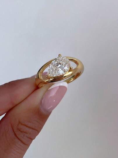 1枚经典镂空水滴形锆石925纯银戒指，完美适用于舞会、派对及其他场合，精致珠宝礼品，女士之选。