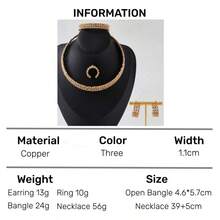 dazzdelic 4pcs Set Assorted Copper Beads 3 Rows Necklace Earrings Open Bangle Ring For Women Formal Wear, Party Accessory & Gift - 4 Piece Set - View 14