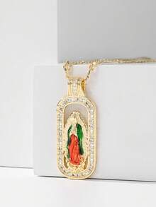 1件经典欧式铜质守护天使瓜达卢佩圣母玛利亚吊坠项链，限量版，适合作为圣诞节/感恩节/万圣节/母亲节/情人节礼物送给情侣/朋友/教父母，也适合天主教初领圣体、日常及节日佩戴祈祷。 - 金黃色 - 查看 2