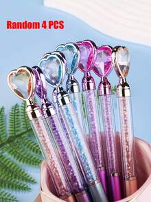 4/6 PCS Elegant Diamond-Shaped Gel Pens With Sparkling Crystal Tips - Pastel Pink, Purple, Green, & Golden Accents, Medium Point Tip For Writing, Drawing & Crafting - Durable Plastic Construction, Perfect For Office, School, Or Creative Projects - Multicolor - View 7