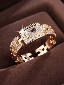1pc Versatile Cubic Zirconia Inlaid Fashion Open Ring For Women - JZ22438 - View 8