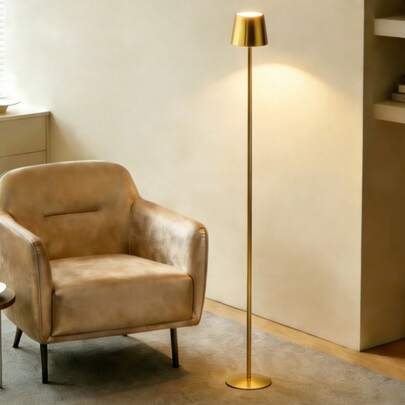 1pc 1200mAh Rechargeable Floor Lamp, Multi-Function Dimmable Warm Light, Minimalist Nordic Style Retro Simple Pedestal Lamp Suitable For Living Room, Bedroom, TV Stand, Dining Room, Bedside, Homestay
