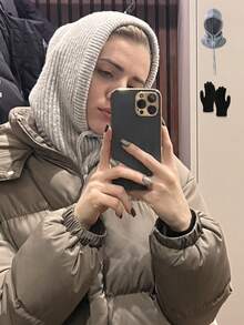 OBOVAY 1件/2件装 女士灰色抽绳仿领羊毛拉法帽 户外滑雪保暖针织面颈防护面罩帽 适合冬季防寒，颜色和款式随机，圣诞礼物 - 淺灰色 - 查看 4