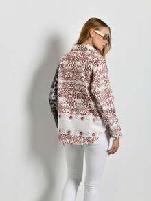 Leopard Print Wool Blend Shirt, Jacket - Multicolor - View 2