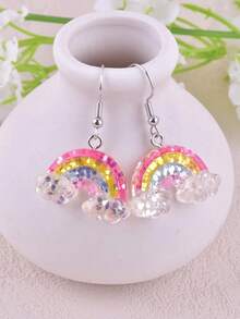 1 Pair Unique Designed Blue Rhinestone Cloud Tassel Drop Earrings, Gorgeous! - Multicolor - View 6