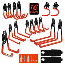 16PCS Heavy Duty Wall-Mounted Garage Storage Hooks Set With Hardware & Straps Multi-Shape Organizer For Tools Bikes Ladders Garden Equipment In Garage Shed Workshop - Orange - View 8