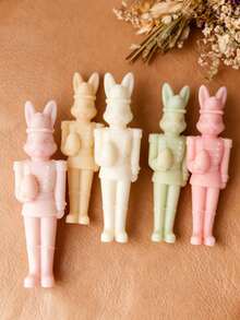 1个可爱复活节主题彩蛋蜡烛硅胶模具 - 可重复使用/易于清洁，适用于肥皂/树脂，复活节/春季复活节/情人节礼物 - 白色 - 查看 3