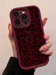 Estuche para teléfono con patrón de lazo de cereza Compatible con estuches para teléfonos   17  16 Pro Max  15 Pro Max  13 y  12 Estuche protector de TPU grueso Resistente al agua, a caídas y a rayones Un gran regalo para familiares, amigos, seres queridos, novios/novias y para Navidad - Burdeos - Ver 1