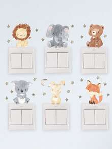 2 件/套卡通动物图案墙贴，可爱墙贴艺术家居装饰贴纸，贴纸，墙贴，乙烯基家居装饰贴纸，春季装饰品让您的家焕然一新，节日装饰贴纸礼物生日毕业 - 彩色 - 查看 6