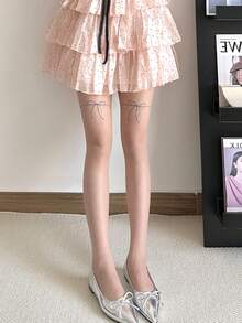 Apricot Women's Pantyhose - Opaque Pantyhose With Dual-Color Bow Decor, Sexy & Cute Style, Suitable For Work, Dates And Gifts - Multicolor - View 3