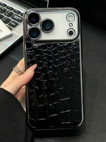 复古奢华动物纹仿皮手机壳，兼容 17 Pro Max、17 Pro、17、17 Air、16 Pro Max、16 Pro、15 Pro、15 Pro Max、14 Pro、13 Pro Max、13 Pro、12 Pro Max、16、15、14、13、12、11，电镀工艺，摄像头保护，防震保护套 - 黑色 - 查看 5