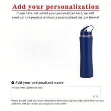 Personalized Insulated Stainless Steel Water  With Straw - Engraved Fitness/Cycling , Perfect Gift For Men & Women - Blue - View 6
