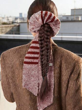 1pc Women's Multi-Functional Striped Ribbon Hair Scrunchie/Headband, Casual Versatile Hair Tie For Ponytail, Bun Hair Accessories Fashion Hair Bands