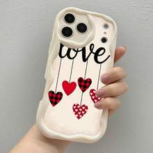 1PC Phone Case ,  Love Hearts Plaid Pattern Design , Stylish Phone Case, Phone Decoration, All-around Lens Protection, Creative Small Gift, Funny Gift for Boys and Girls - Weiss - Übersicht 3