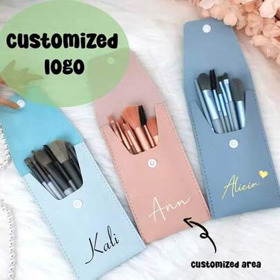 Customizable Travel Makeup Brush Set, Personalized Cosmetic Bag With Name Combination, Perfect Bridesmaid Gift, Ideal For Bachelorette Party, Thoughtful Gift For Girlfriend, Valentine's Day Gift, Wedding Guest Gift, Gift For Wife, Ideal Birthday Gift