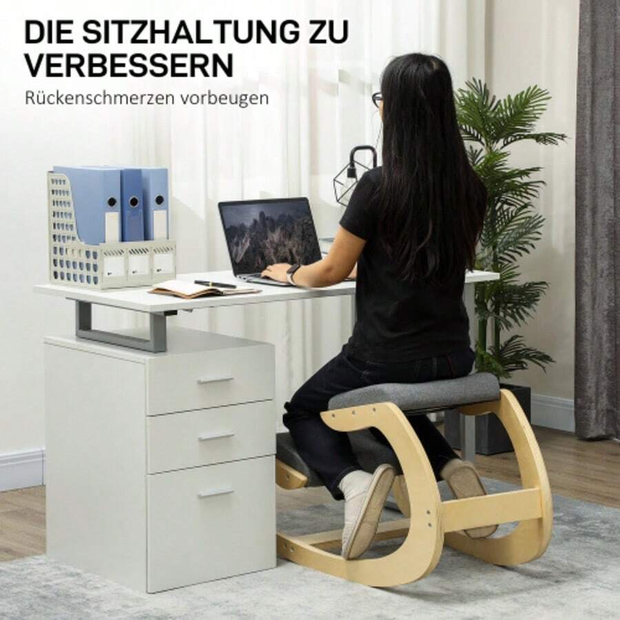 Ergonomic Kneeling Stool, Rocking Kneeling Chair, Desk Chair For Home Office, To Improve Posture, Grey - Grey - View 1