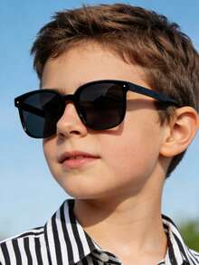 1 Juego de Gafas de sol de estilo callejero plegables con marco cuadrado y lentes protectoras UV, de estilo audaz y cool, para niños en salidas y vacaciones de verano - Multicolor - Ver 1