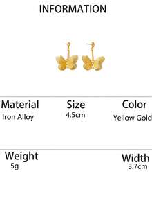 1 Đôi bông tai thiết kế hình bướm rỗng cổ điển thanh lịch dành cho nữ, thích hợp cho các bữa tiệc, tiệc chiêu đãi và đeo hàng ngày. - Vàng - Xem 8