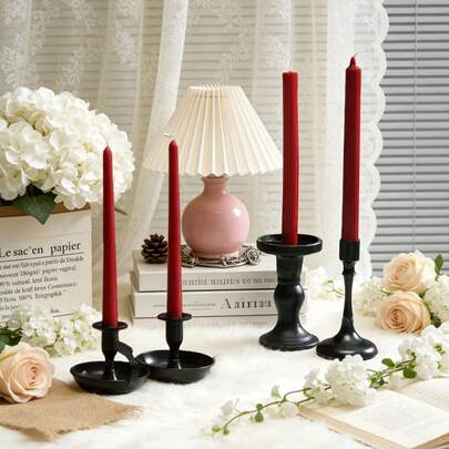 2pcs 18-25cm Nordic Red Wax Candles, Smokeless Scented Candles, Suitable For Romantic Dinners, Home Decor, Photography Props, Parties, Valentine's Day Celebrations, Perfect Gifts, Daily Use, Wedding Souvenirs, Picnics, Ramadan Table Decor, Valentine's Day Lighting, Romantic Home Decor, Valentine's Day Surprise Gifts