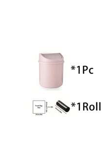 1个带盖迷你垃圾桶，INS风桌面小型垃圾桶，塑料桌面废纸篓，旋转盖设计防止异味泄漏，可用于存放果皮和纸屑，适用于浴室、家庭办公桌、咖啡桌、办公室、客厅、书房等场所。 - 彩色 - 查看 16