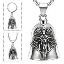 Estilo punk Colgante de campana con alas de ángel de moda, llavero de campana de motocicleta para hombres motociclistas, amuleto exorcista de joyería - A - Ver 1