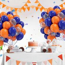 24/30 buc baloane albastru regal și portocaliu de 25 cm, asociate cu baloane portocalii și albastre, potrivite pentru petrecere de baby shower, absolvire, decorare petrecere de ziua de naștere - Multicolor - Vizualizare 4