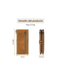 Carteras de Piel para Mujer, Retro Cartera de Unisexo con RFID Bloqueo, Cuero Genuino Billetera Gran Capacidad con Cremallera Doble Clip, Minimalista Tarjetera de Pinza Multibolsillos(Marrón),36701361 - Púrpura malva - Ver 2