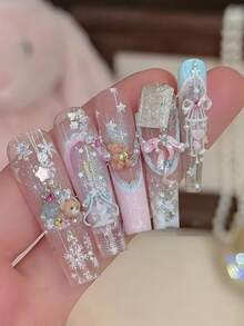 1个透明硅胶模具，可用于DIY美甲、月亮、泰迪熊、烛台、领结、窗帘、甜点、蛋糕装饰