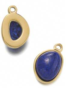 1 pieza Colgante de acero inoxidable con cuentas de piedras naturales, colgante DIY para hacer collares y pulseras, suministros para joyería