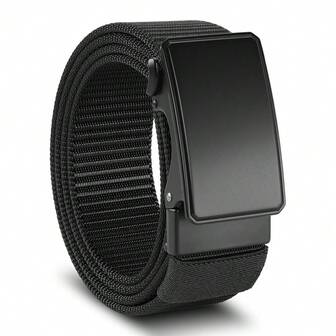 1 pieza Cinturón de trinquete de nilón de 1.5" para hombres, cinturón web casual con hebilla deslizante para vaqueros, ajustable sin agujeros