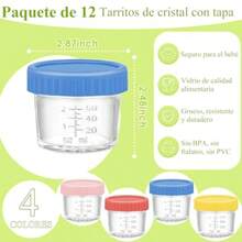 YQQ Juego de 12 Recipientes de Alimentos 4oz Frascos Vidrio Bebé Alimentario Libre BPA Incluye 12 Cucharas Pequeñas de Acero Inoxidable Apto para Frigoríficos Microondas y Lavavajillas5735 - rosa - Ver 2
