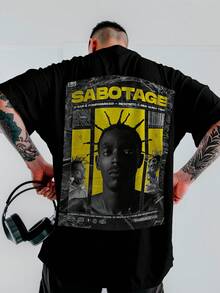 Sabotage "Rap Is Commitment" Oversized Streetwear Unisex T-Shirt Ref4329 - 黑色 - 查看 1