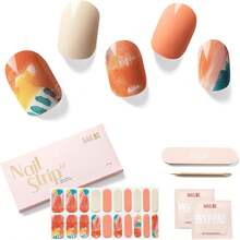 NAILOG Tiras de uñas de gel semicuradas (20 pegatinas de uñas extralargas) |   Envoltura de uñas con acabado de gel suave brillante y de larga duración |   Obra maestra - Obra maestra - Ver 1