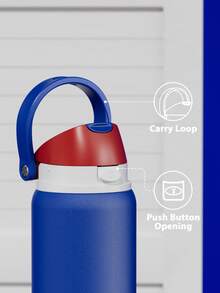 Meoky 24oz Vacuum Insulated Water Bottle with 2-in-1 Straw and Spout Lid, Insulated Cup, Keep Cold 24H, Leak-Proof, Fits in Car Cup Holder, Stainless Steel Tumbler for Sports, Travel, and School - 藍紅色 - 查看 4