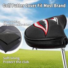 Shark Pattern Fun Design Putter Headcover, Semi-Circular Putter Cover, Golf Putter Cover - PU Material, Premium Embroidery Craftsmanship, Suitable For Most Brands. Best Gift For Grandfather, Father And Son, Also A Great Gift Choice. - Multicolor - View 6