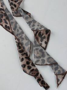 Summer Leopard Print Tops Outfit Women One Shoulder Mesh Top Going Out Outfit Country Concert Outfit Y2k Tops - Brown - View 6