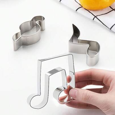 Cortador de galletas de acero inoxidable con diseño de notas musicales, en stock, para Halloween y Navidad