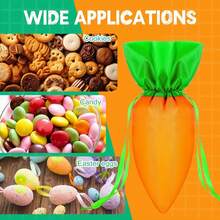5/10pcs Easter Carrot Shaped Design Drawstring Gift Bags, Easter Basket Velvet Bags, Jewelry Storage Bags For Wedding Party, Suitable For Spring Egg Hunting, Outdoor Party Favors, Easter Party Souvenirs And Holiday Sweets Packaging, Holiday Gift Storage And Decoration - Multicolor - View 5
