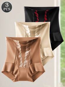 QUASTI 3条装女士高腰内裤，收腹提臀，舒适贴合，亲肤透气，理想礼物 - 彩色 - 查看 6