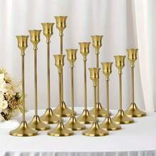 黄铜金色锥形烛台，复古现代装饰摆件，适用于家居、酒店、壁炉、婚礼、圣诞派对、乔迁之喜等场合。
