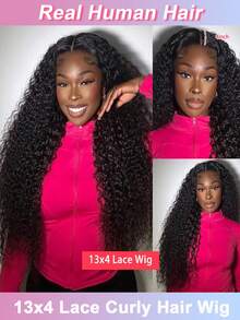 38Inch Kinky Curly 13X4 Lace Front Wigs Human Hair Transparent Lace Curly Wig Pre Plucked With Baby Hair Lace Frontal Wigs Human Hair For Women Brazilian Virgin Hair Curly Hair - SNatural - View 2