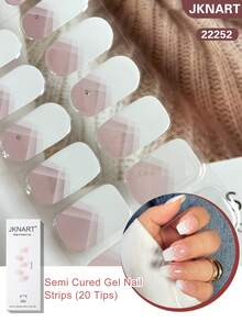 JKNART 20片半固化凝胶美甲贴纸，高光泽指甲油贴纸，多种颜色和款式，适合DIY美甲，易于使用，在家即可打造沙龙级美甲效果[需使用UV灯固化] 美甲用品 - 彩色 - 查看 25