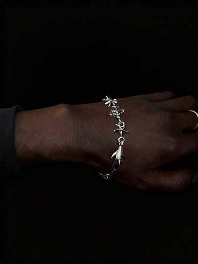 1件波西米亚海滩风海洋动物吊坠手链，男女通用腕饰