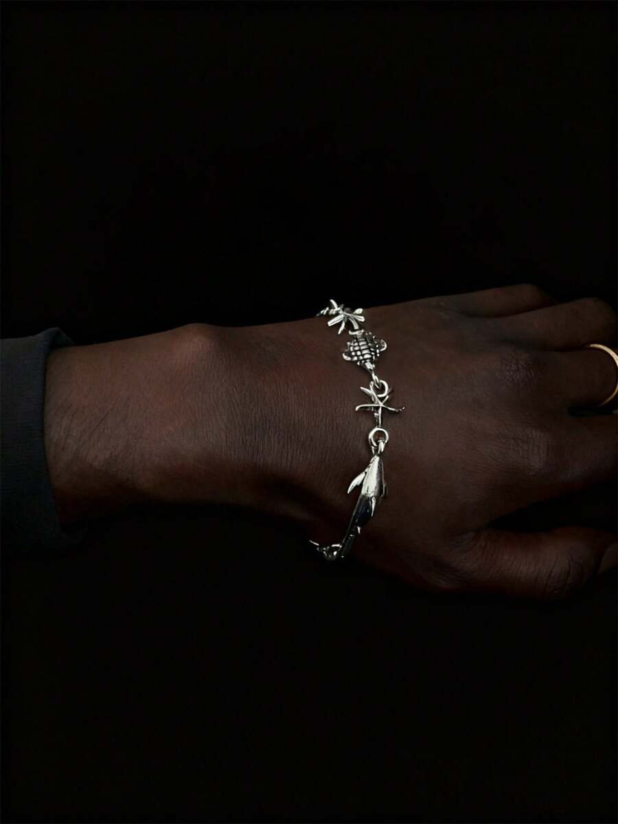 1pc Bohemian Beach Style Ocean Animal Pendant Bracelet, Unisex Wrist Accessory - Multicolor - View 1