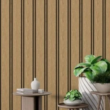 Adhesive Wallpaper With Ribbed Wood Pattern, Light Oak Style, Thick Strips - Multicolored 23 - View 3