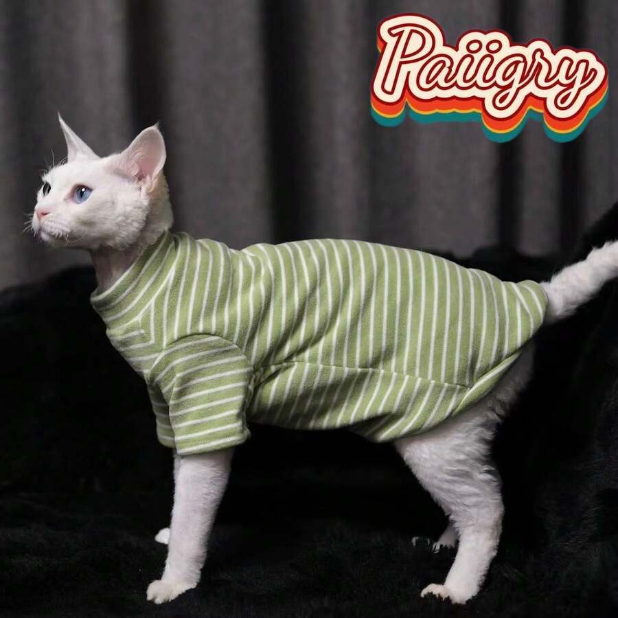 Classic Striped Two-Leg Jumpsuit Cat Clothes, Suitable For Sphynx And Small/Medium Cats, Machine Washable, Suitable For All Seasons